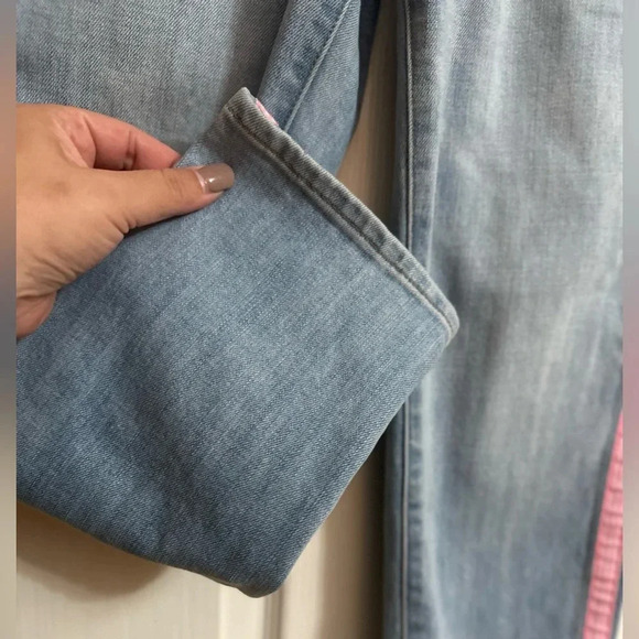 Women’s TALBOTS  Modern Ankle Jean‎ Pink White Stripe. Size 2P. - Picture 6 of 9